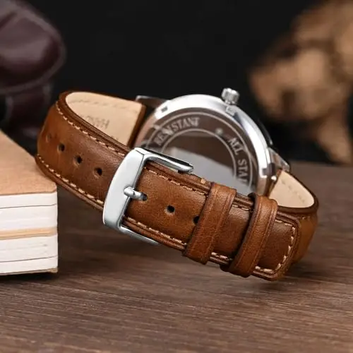 WOCCI 22mm Cinturino Orologio per Uomo e Donna, Vera Pelle - Pelle Grana Superiore, Sgancio Rapido, Fibbia Argento miniatura 2