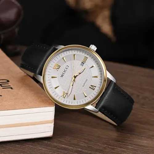 WOCCI 22mm Cinturino Orologio per Uomo e Donna, Vera Pelle - Pelle Grana Superiore, Sgancio Rapido, Fibbia Oro miniatura 2