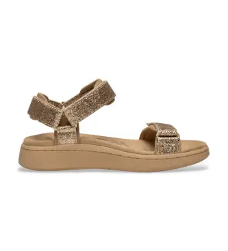 per donna WL934 Sandali Line Glitter Marrone (40), 3 a 5cm, Fibbia, Casual