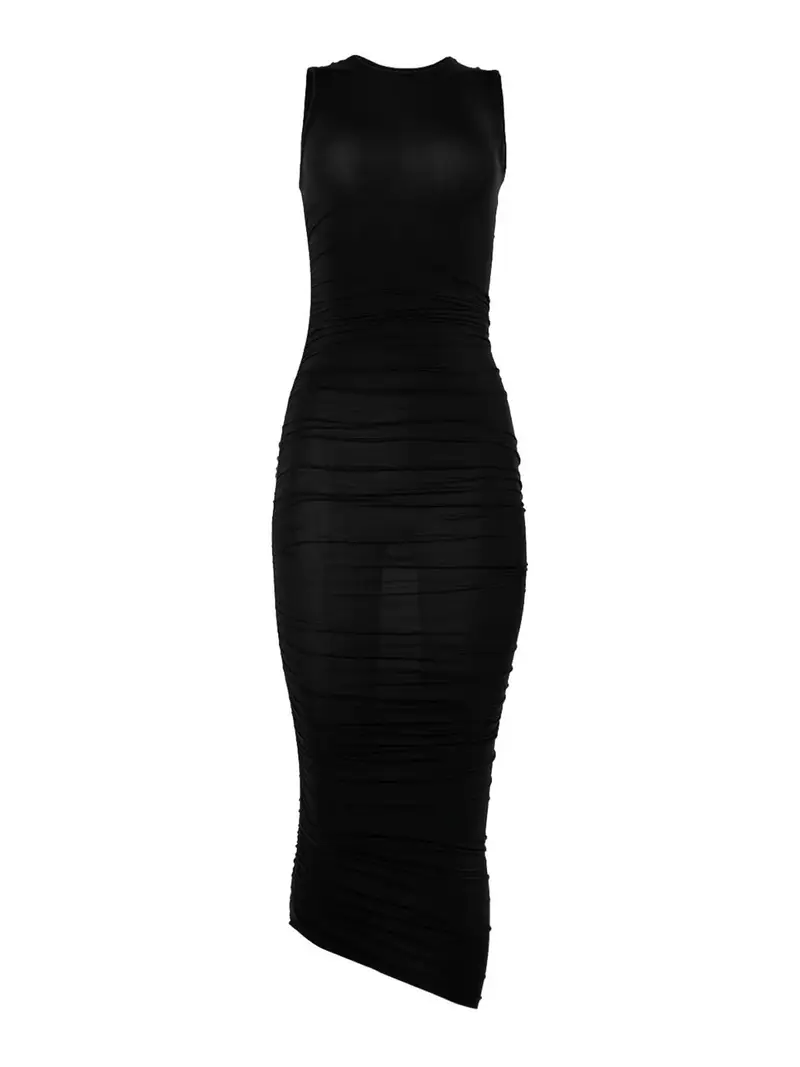 Abito drappeggiato trasparente Nero