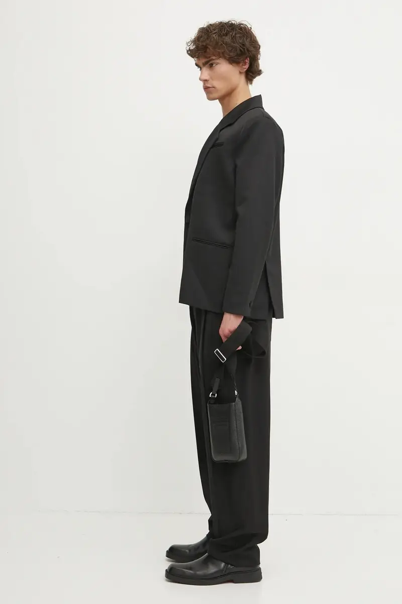 blazer con aggiunta di lana colore nero 3215-14221 miniatura 2