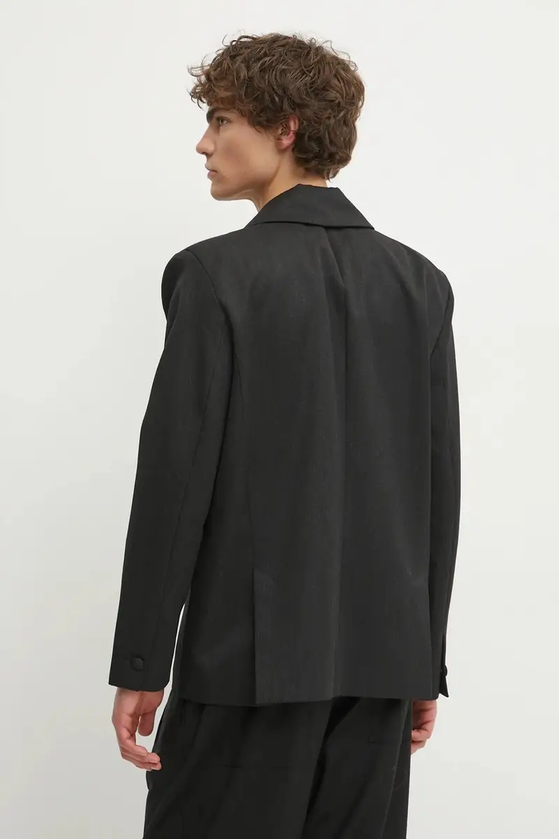 blazer con aggiunta di lana colore nero 3215-14221 miniatura 3