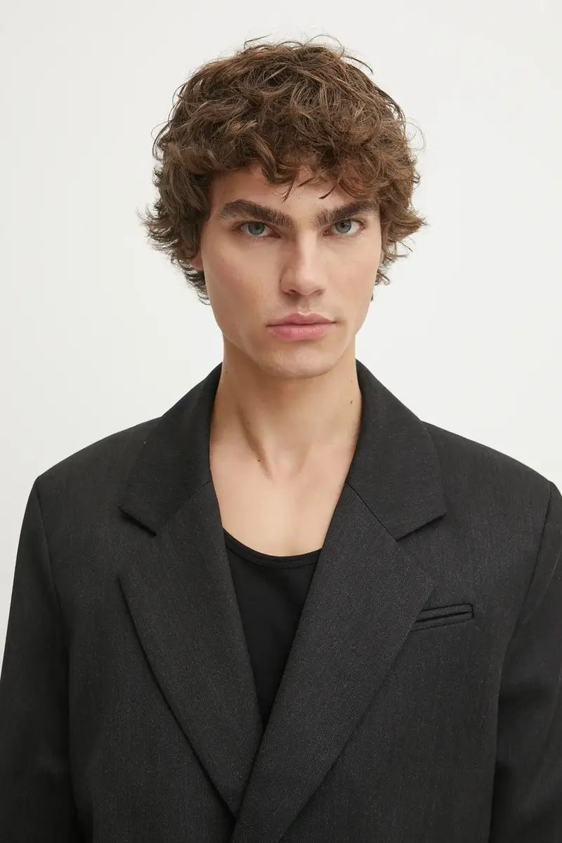 blazer con aggiunta di lana colore nero 3215-14221 miniatura 4