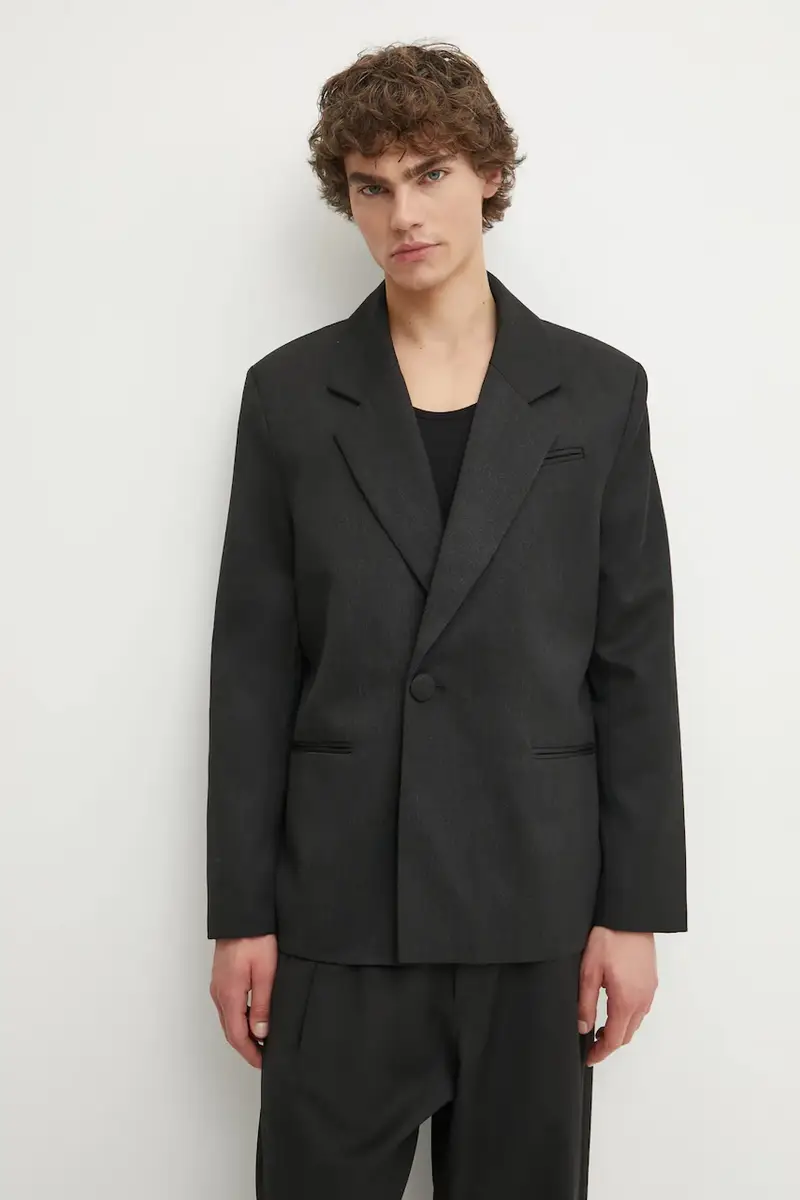 blazer con aggiunta di lana colore nero 3215-14221