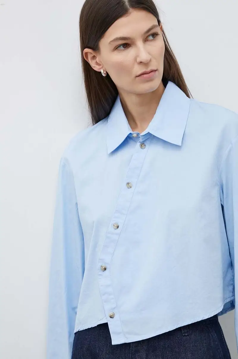 camicia in cotone donna colore blu