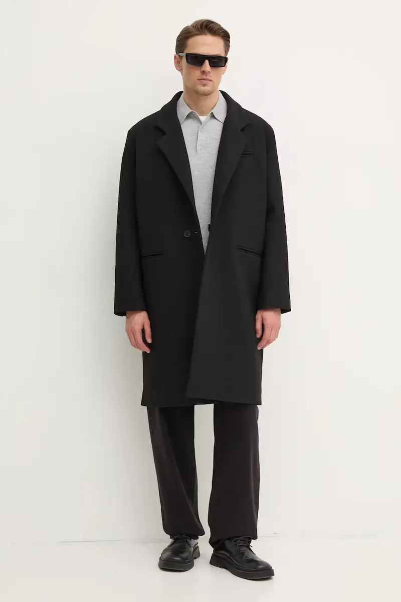 cappotto con aggiunta di lana colore nero 3394-14272 miniatura 2