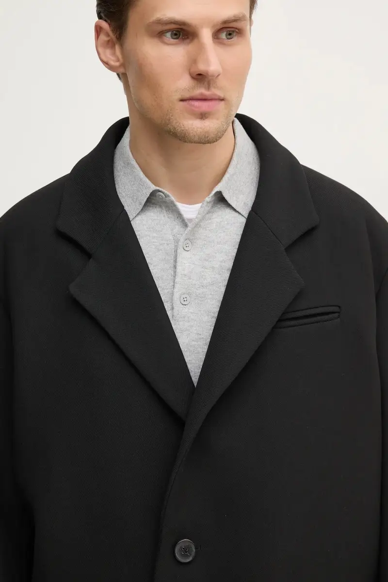 cappotto con aggiunta di lana colore nero 3394-14272 miniatura 4