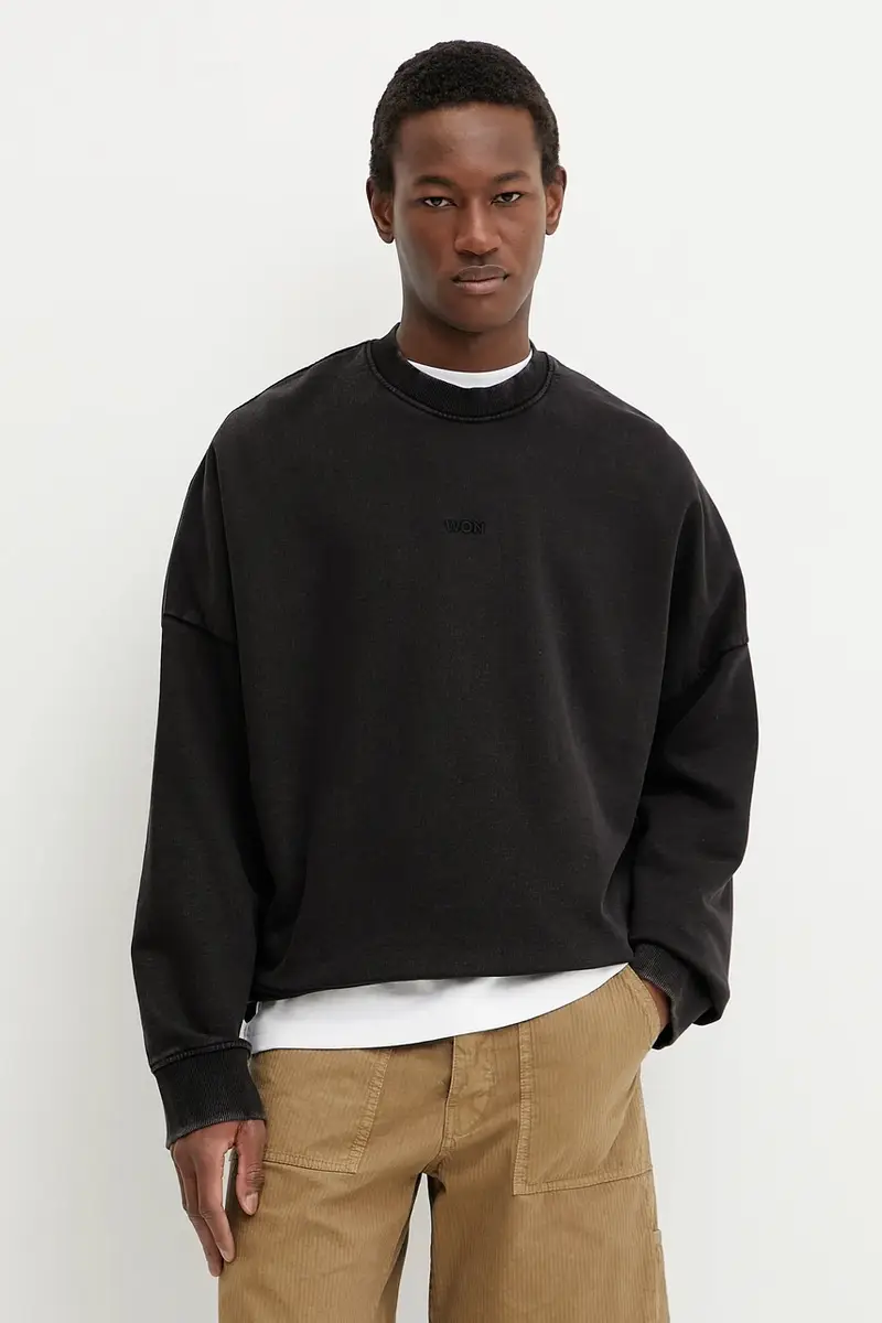 felpa in cotone colore nero 3726-12087 miniatura 2