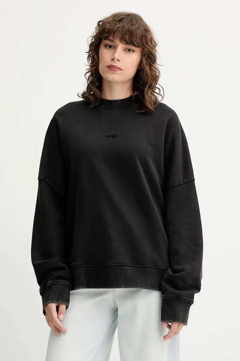 felpa in cotone colore nero 3726-12087 miniatura 3