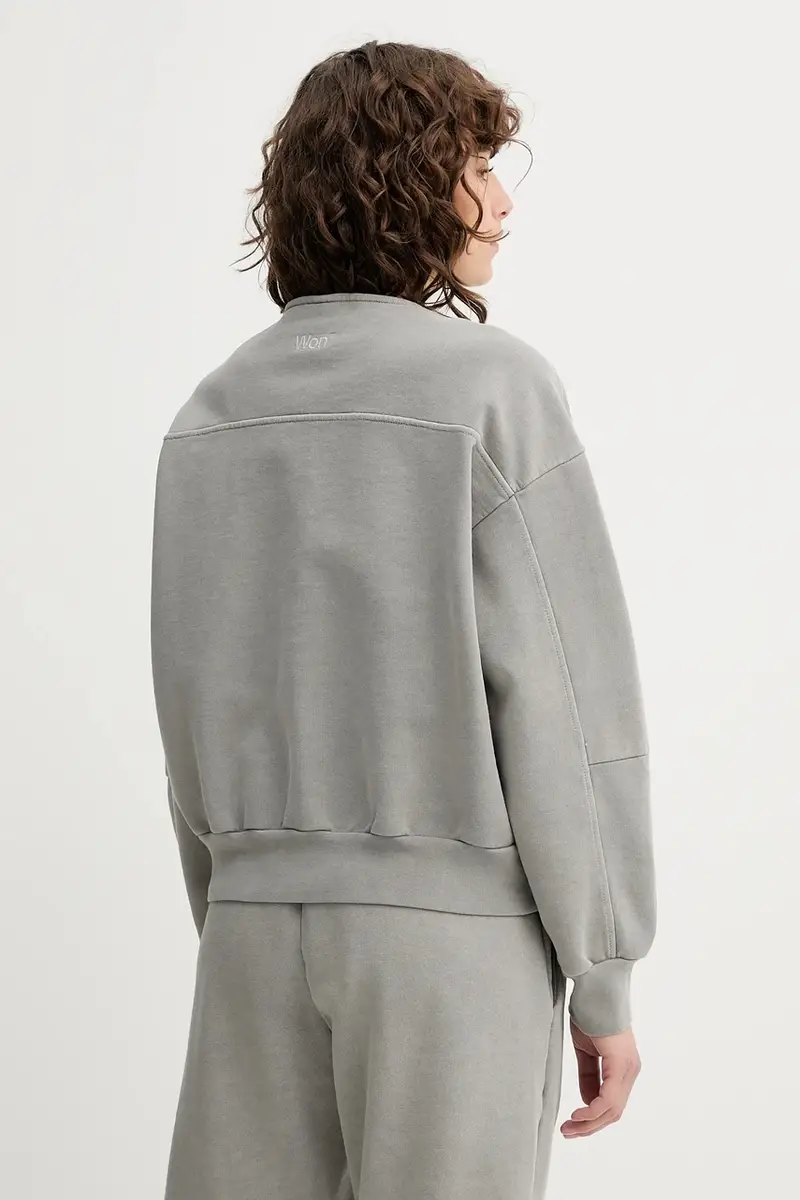 felpa in cotone donna colore grigio 3692-12082 miniatura 3