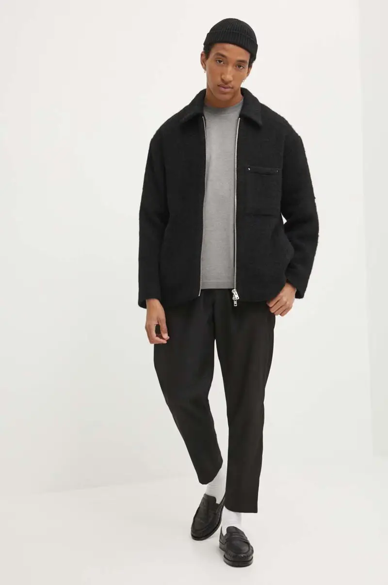 giacca in lana colore nero 3010-14242 miniatura 2