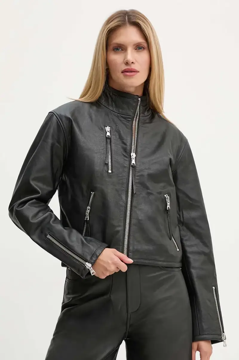 giacca in pelle donna colore nero 3444-16015