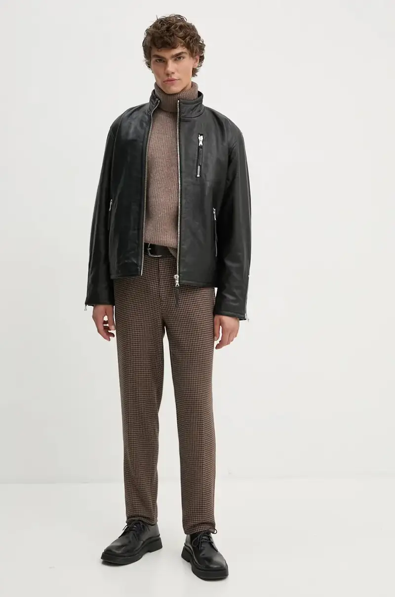 giacca in pelle uomo colore nero 3253-16015 miniatura 2