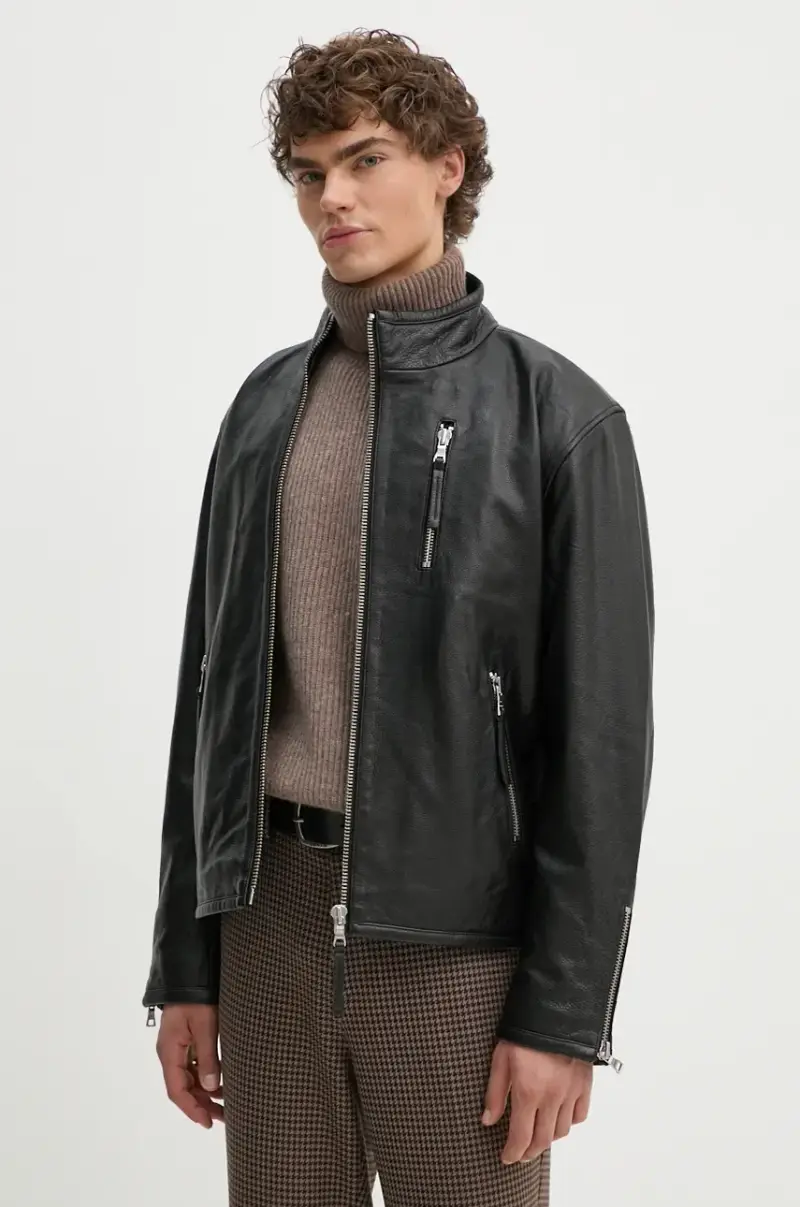 giacca in pelle uomo colore nero 3253-16015