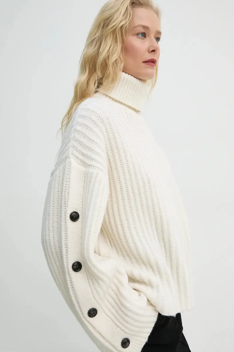 maglione in lana donna colore beige 3425-11098 miniatura 5