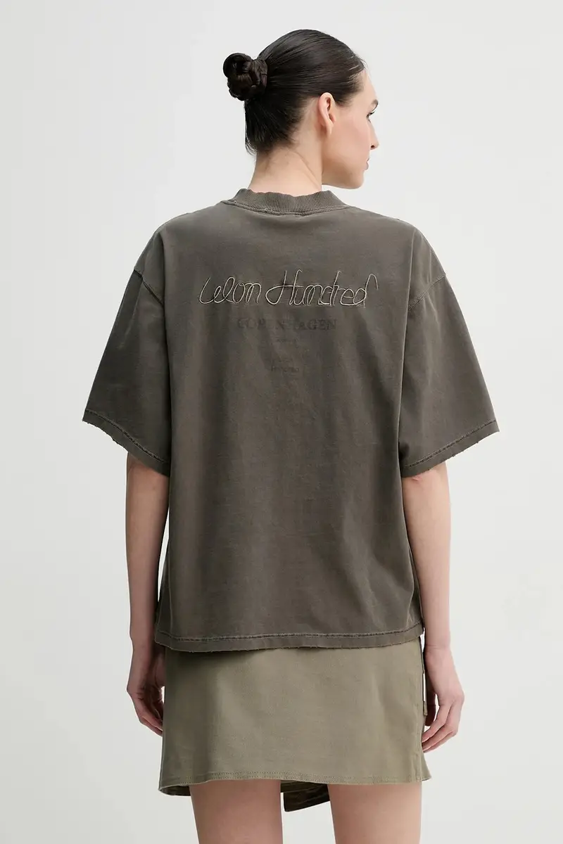 t-shirt in cotone colore marrone 3612-12071 miniatura 4