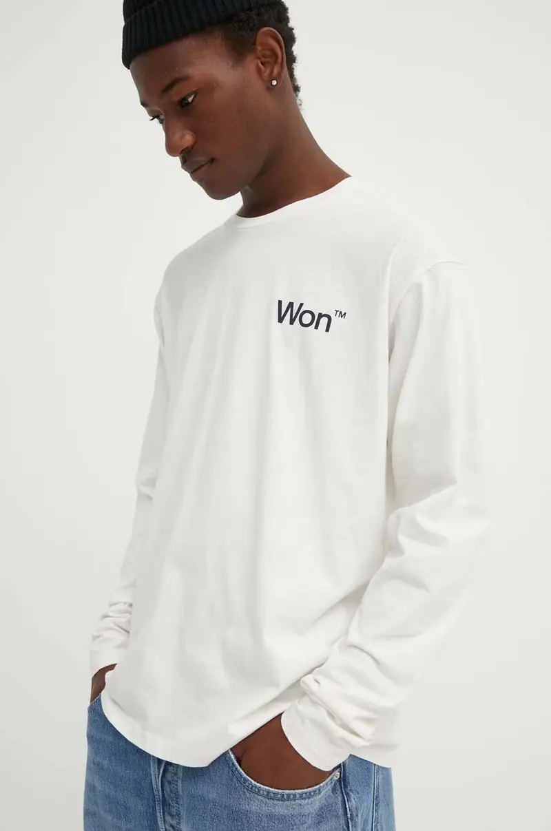 top a maniche lunghe in cotone colore beige 3146-12063