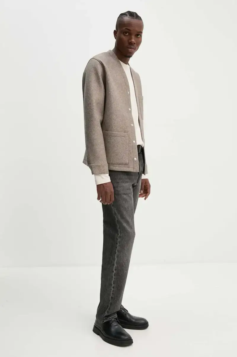 top a maniche lunghe in cotone colore beige 3301-12063 miniatura 2