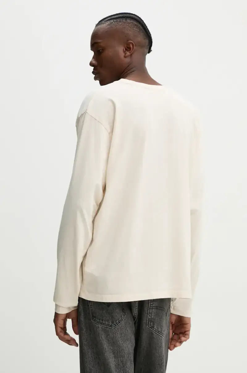 top a maniche lunghe in cotone colore beige 3301-12063 miniatura 3