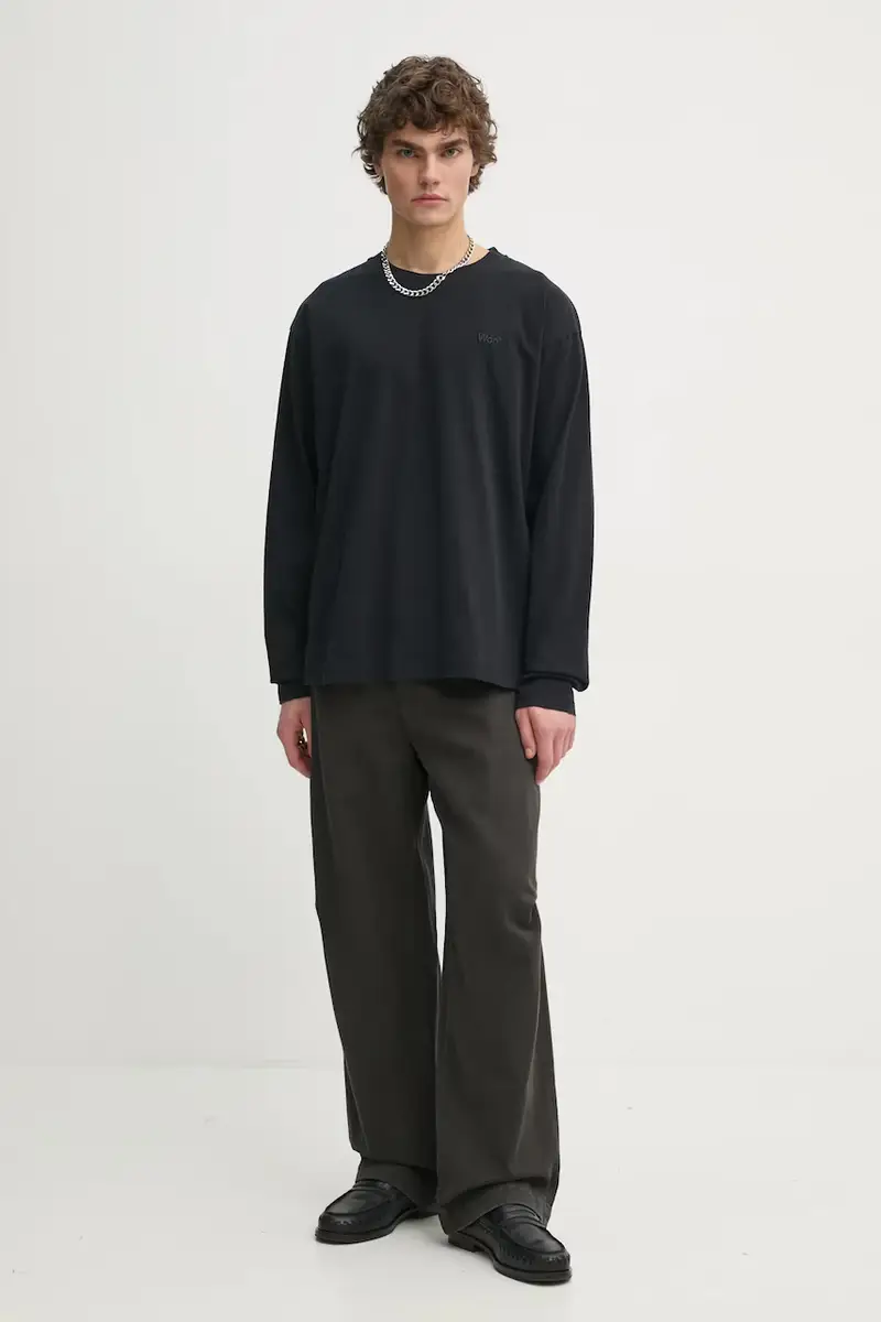 top a maniche lunghe in cotone colore nero 3301-12063 miniatura 2