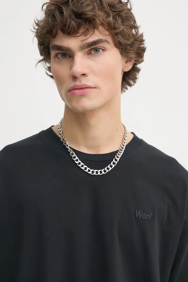 top a maniche lunghe in cotone colore nero 3301-12063 miniatura 4