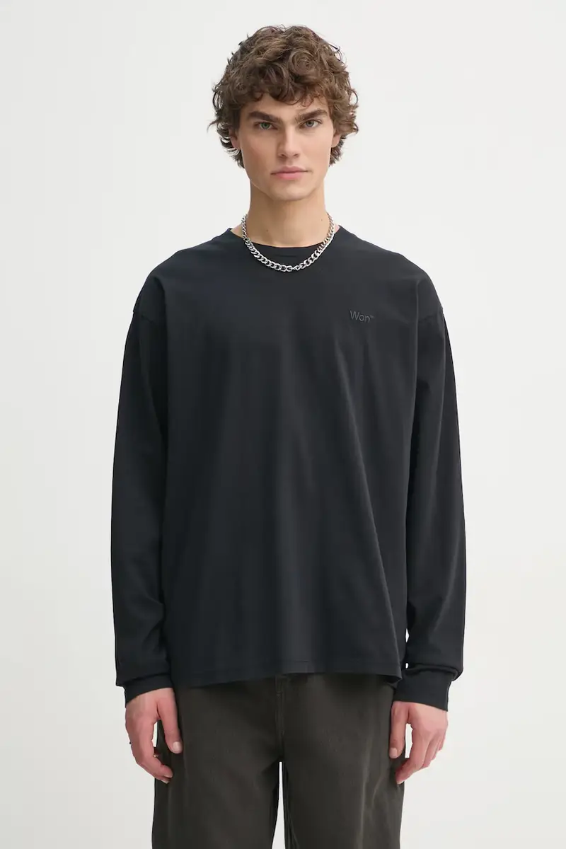 top a maniche lunghe in cotone colore nero 3301-12063