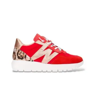 per donna A-24100 Sneakers in pelle rossa Odisei (36), Rosso, 3 a 5cm, Stringhe, Casual