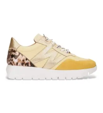 per donna A-24100 Sneakers Odisei in pelle gialla (36), 1 a 3 cm, Stringhe, Casual, Giallo