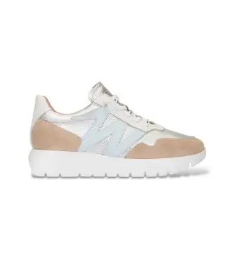 per donna A-24101 Odisei01 Sneakers in pelle argento (36), 3 a 5cm, Stringhe, Casual