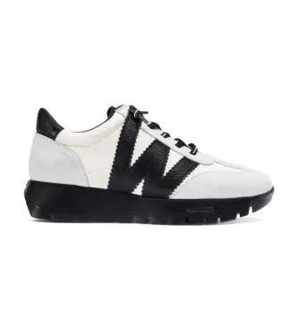 per donna A-2476 Scarpe da ginnastica in pelle bianca da corsa (40), Bianco, Basso, 1 a 3 cm, Stringhe, Casual