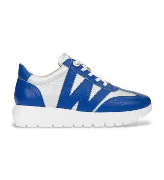 per donna A-2476 Sneakers Odisei 76 in pelle argento e blu (37), 3 a 5cm, Stringhe, Casual