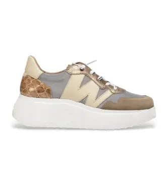 per donna A-3631 Sneakers Roma 31 in pelle color tortora (41), 3 a 5cm, Stringhe, Casual, Taupe Marrone