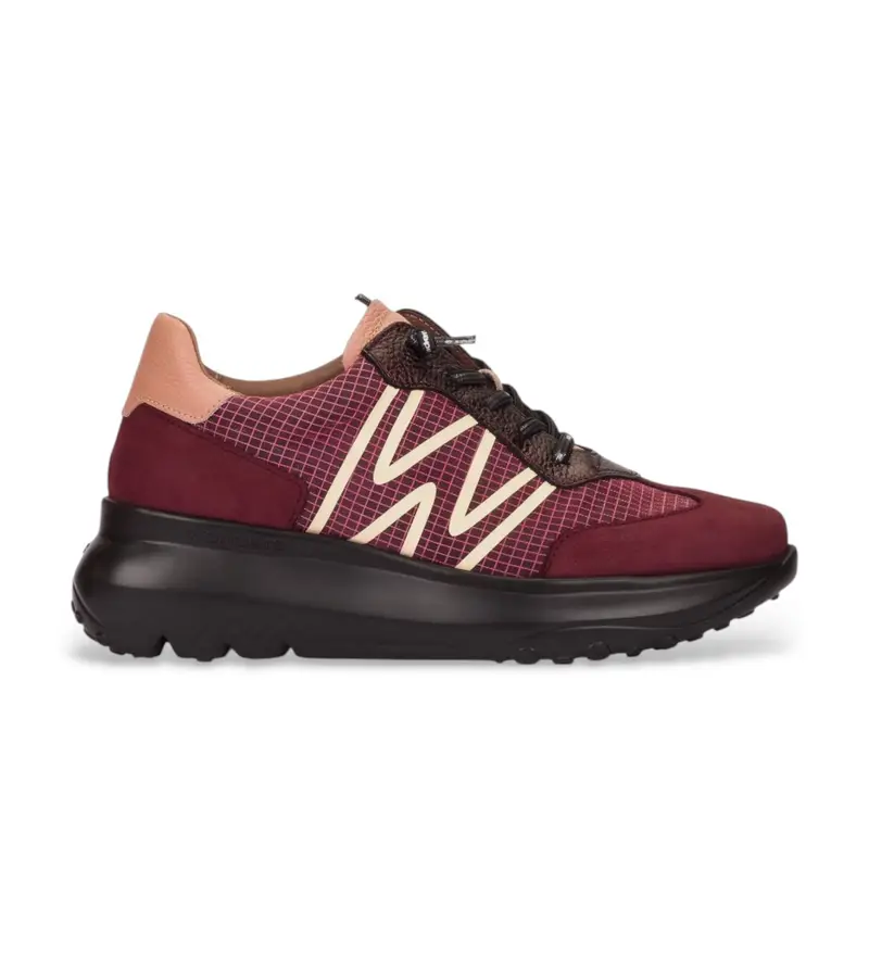 per donna A-4001 Sneakers Ultrafly 01 color vino (36), Pelle, 3 a 5cm, Stringhe, Casual, Granata Bordeaux