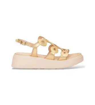 per donna A-4503 Sandali in pelle Gold Infinity Flow (36), Oro, 3 a 5cm, Fibbia, Casual