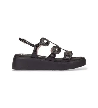 per donna A-4503 Sandali Infinity Flow in pelle nera (36), Nero, 3 a 5cm, Fibbia, Casual