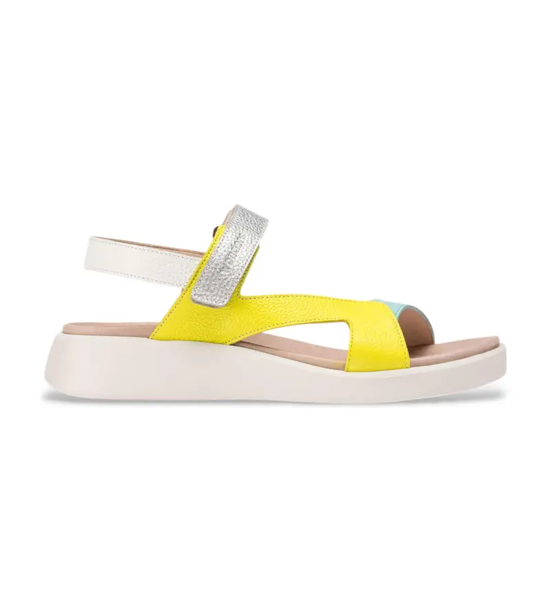 per donna. C-6543 Sandali in pelle gialla Hali (36), 1 a 3 cm, Velcro, Casual, Giallo