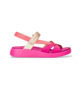per donna C-6552 Sandali Combi rosa (36), Basso, Velcro, Casual Fucsia