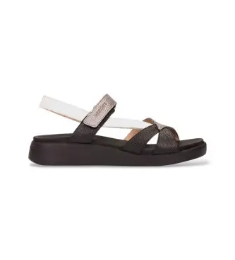 per donna C-6552 sandali con croce nera multicolore (36), Pelle, Nero, Basso, Velcro, Casual