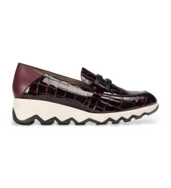 per donna C-7612 Mocassini in pelle color marrone Simon (40), 1 a 3 cm, Nessuno, Casual, Granata Bordeaux