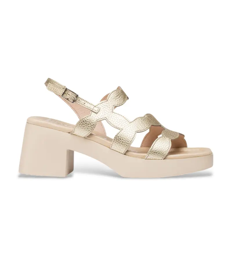 per donna. D-1020 Sandali in pelle dorata Hura (41), Oro, 5 a 8cm, Fibbia, Casual