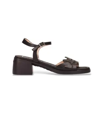 per donna D-2301 Sandali Toka in pelle nera (36), Nero, 3 a 5cm, Fibbia, Casual Naturale