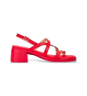per donna D-2303 Moai03 Sandali in pelle rossa (36), Rosso, 3 a 5cm, Fibbia, Casual, Da sera