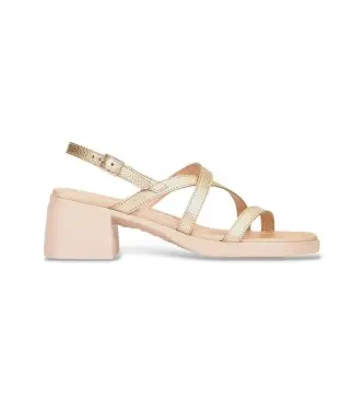 per donna D-2303 Sandali in pelle dorata Moai03 (36), 3 a 5cm, Fibbia, Casual, Da sera, Oro