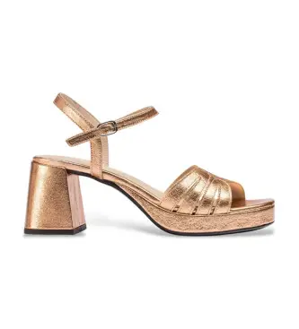 per donna G-6810 Sandali in pelle bronzo Danna (40), 5 a 8cm, Fibbia, Casual