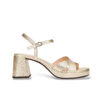per donna G-6820 Sandali in pelle dorata Zaida20 (36), 5 a 8cm, Fibbia, Casual, Da sera, Oro