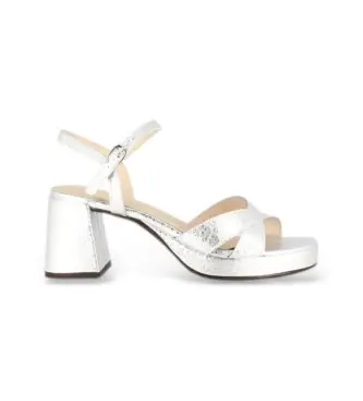 per donna G-6820 Scarpe con collo del piede incrociato in argento (36), 3 a 5cm, Fibbia, Casual, Da sera