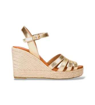 per donna YH-PI2671 Zeppe laminate in oro (36), 5 a 8cm, Fibbia, Casual