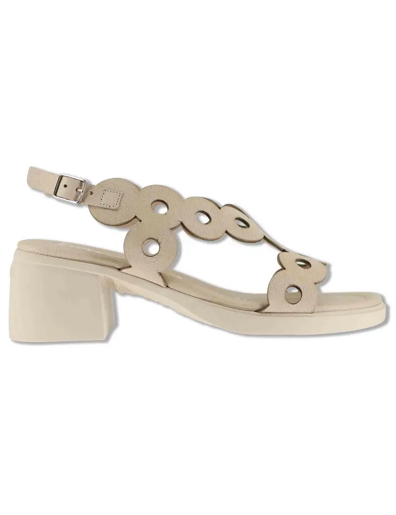 Slingback in pelle beige con tacco in gomma Donna D-2306 020
