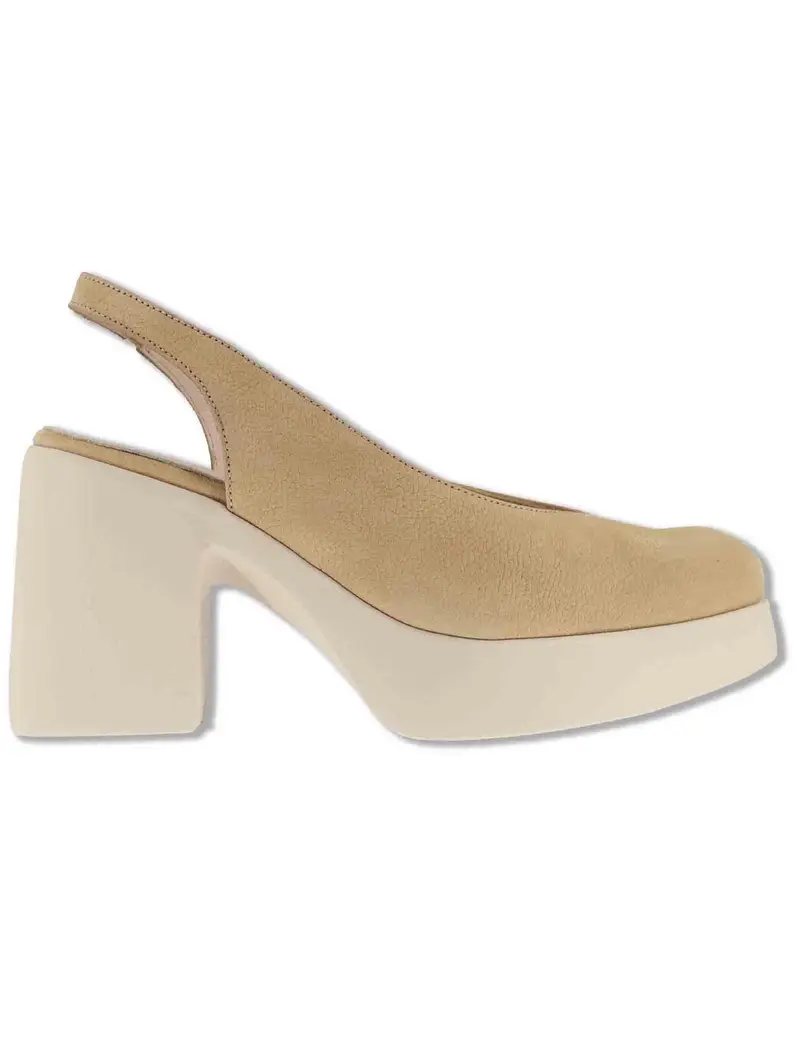 Slingback in pelle beige tacco alto Donna H-4990 011