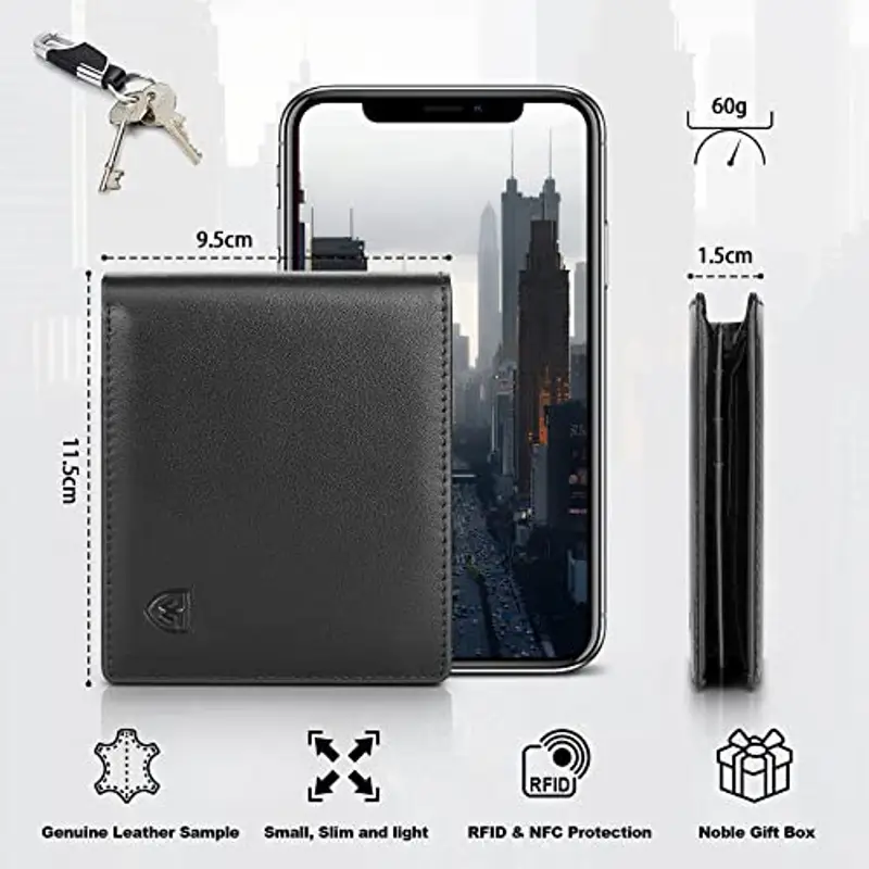 WONSEFOO Portamonete Uomo Nero 1917300 miniatura 3